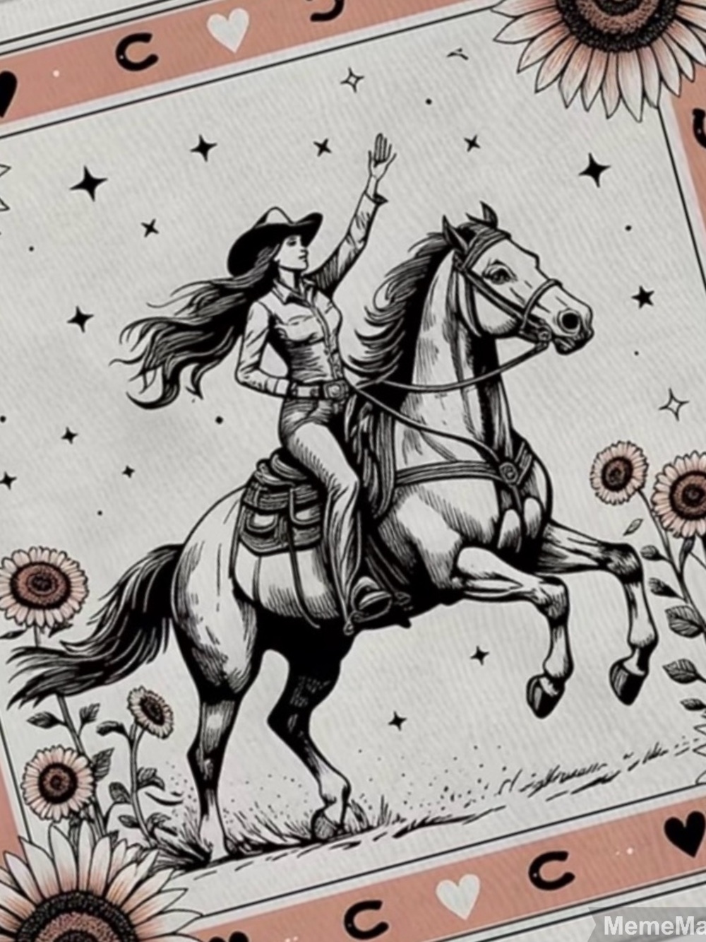 Western Cowgirl Horse Bandana in Blush and Black